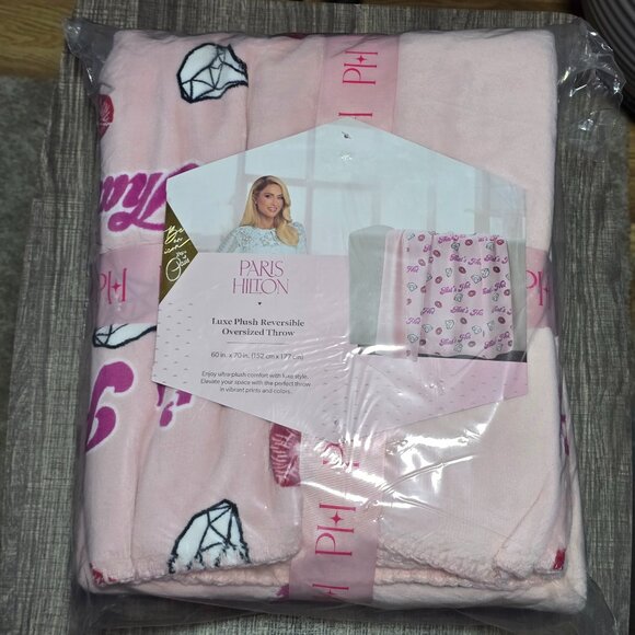 Paris Hilton Other - Paris Hilton That's Hot Luxe Plush Oversized Reversible Pink Throw, for Adults